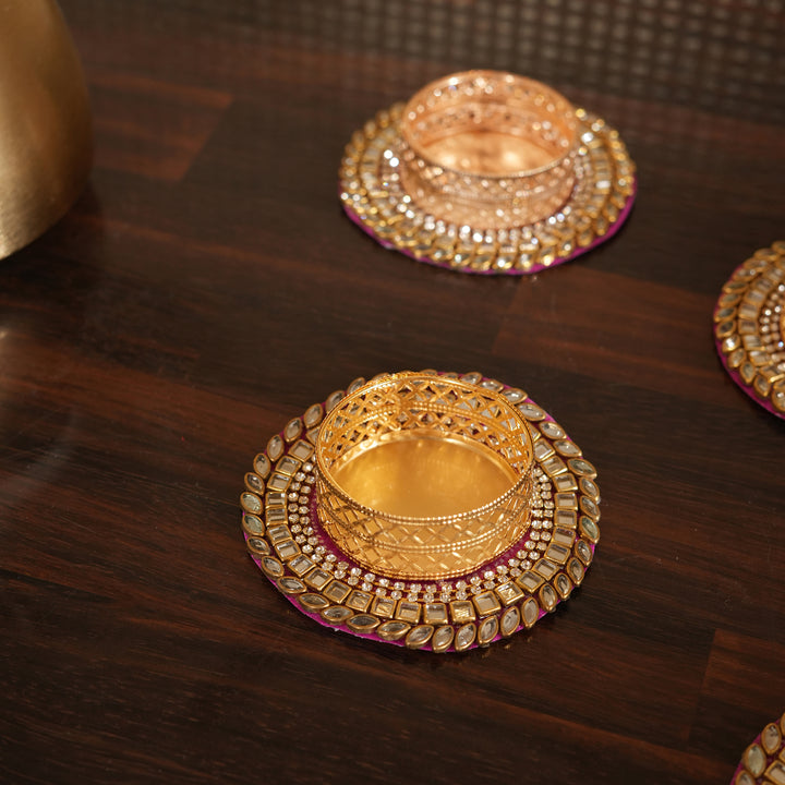 Votive T-Light Candle Stand | Candle Holder For Diwali Decoration Set of 4 - Pink