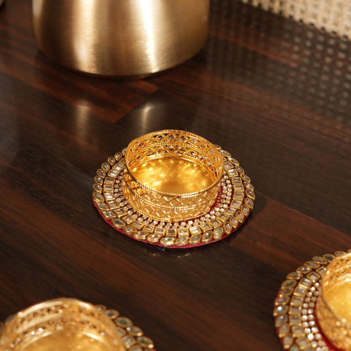 Votive T-Light Candle Stand | Candle Holder For Diwali Decoration Set of 4 - Red