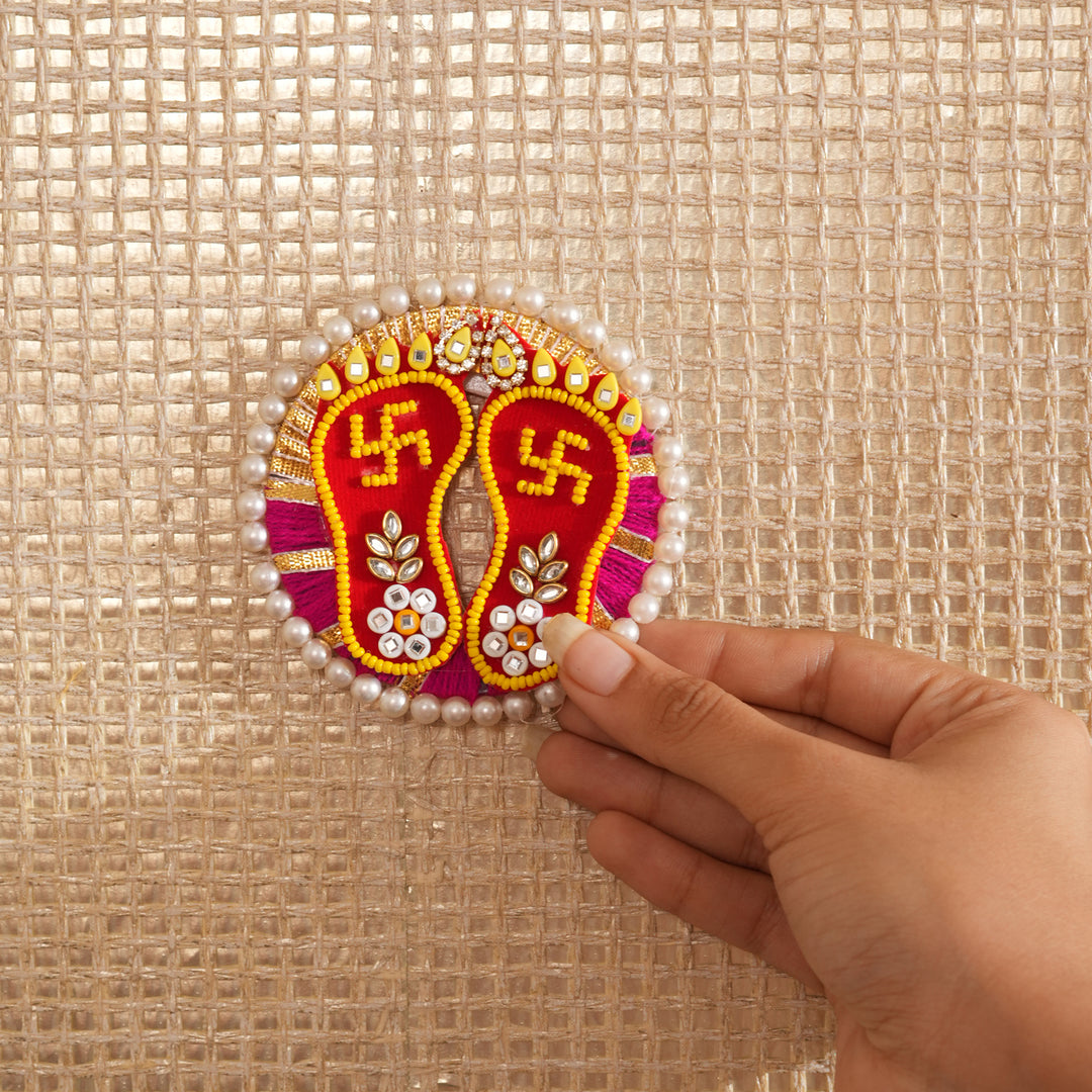 Lakshmi Charan Moti Pearl Paduka for Pooja & Diwali Decoration