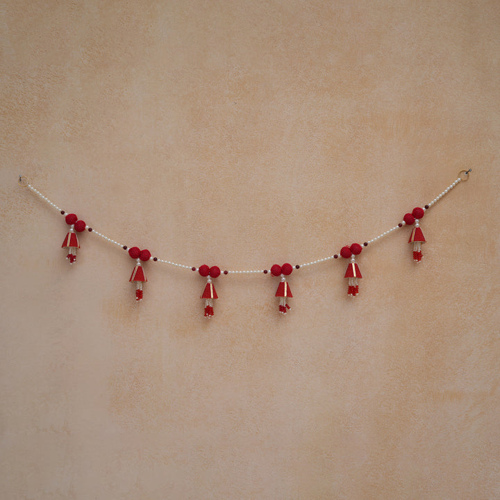 Red-Beaded Bandhanwar with Tassel- Diwali Decoration Toran