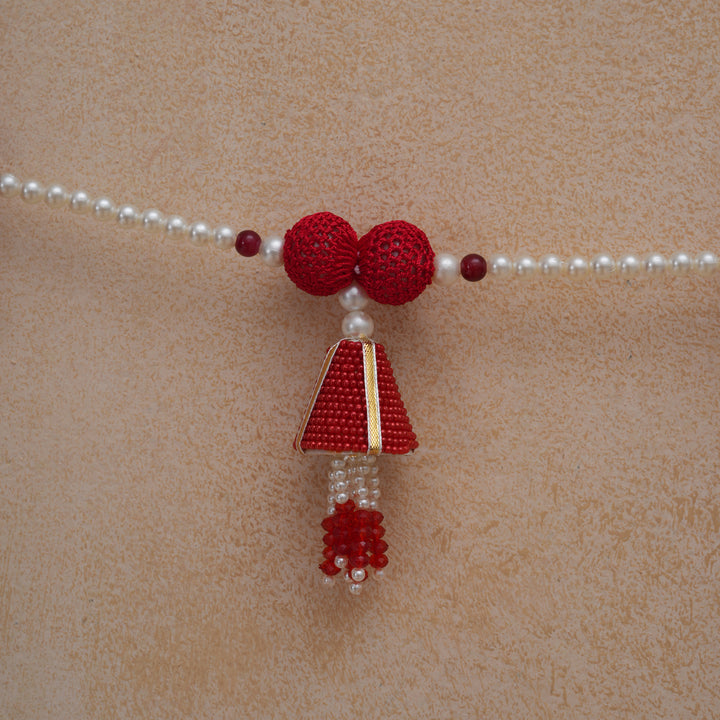 Red-Beaded Bandhanwar with Tassel- Diwali Decoration Toran