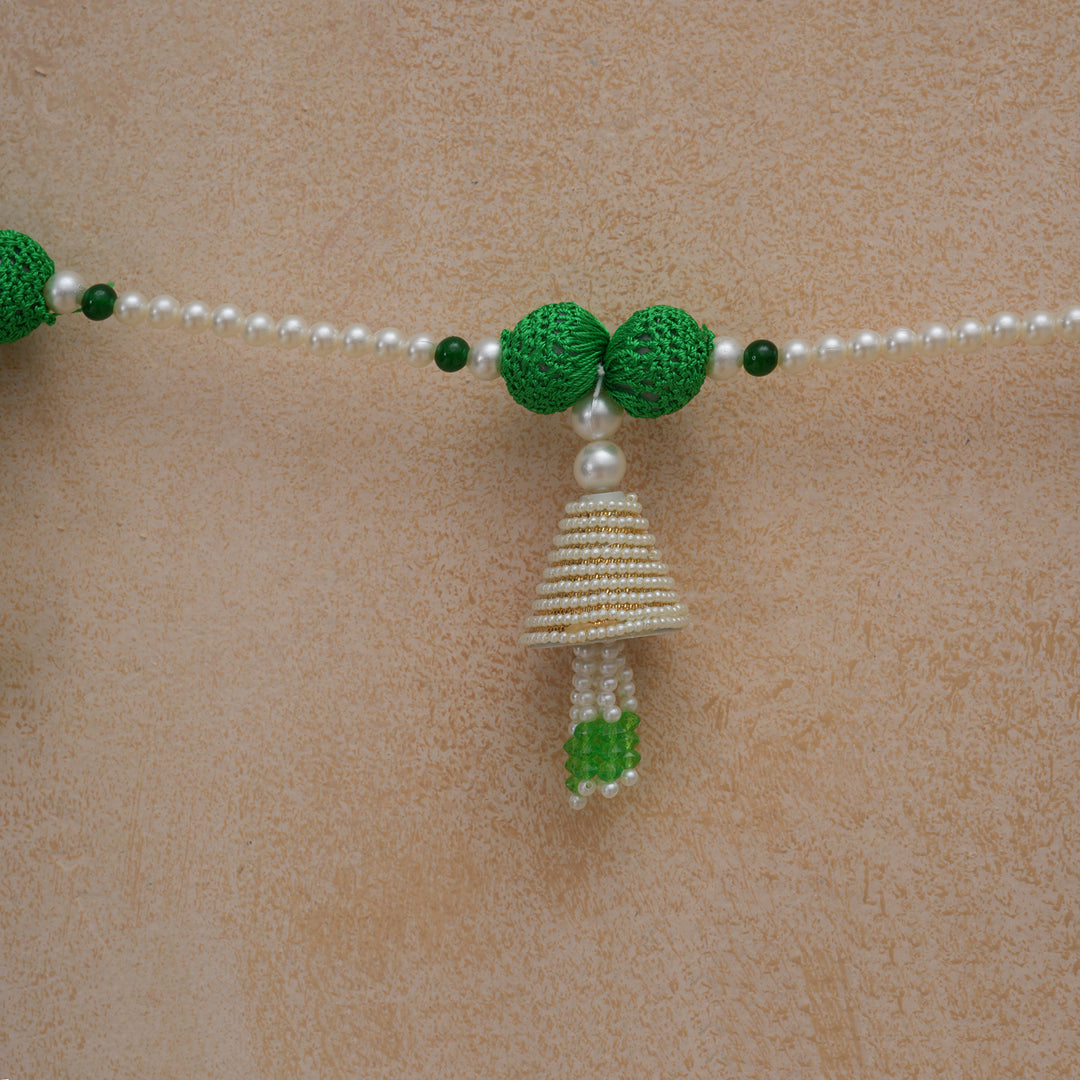 Green-Beaded Bandhanwar with Tassel- Diwali Decoration Toran