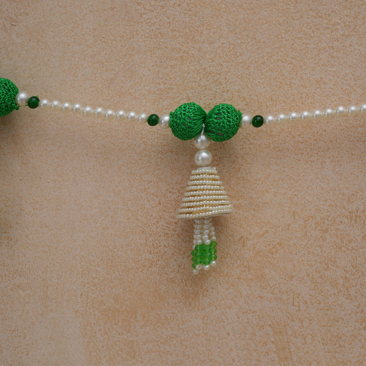 Green-Beaded Bandhanwar with Tassel- Diwali Decoration Toran