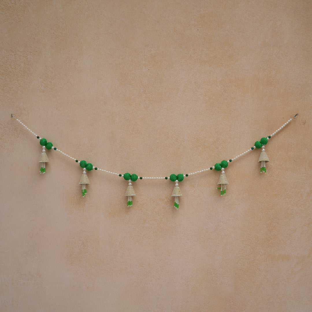 Green-Beaded Bandhanwar with Tassel- Diwali Decoration Toran