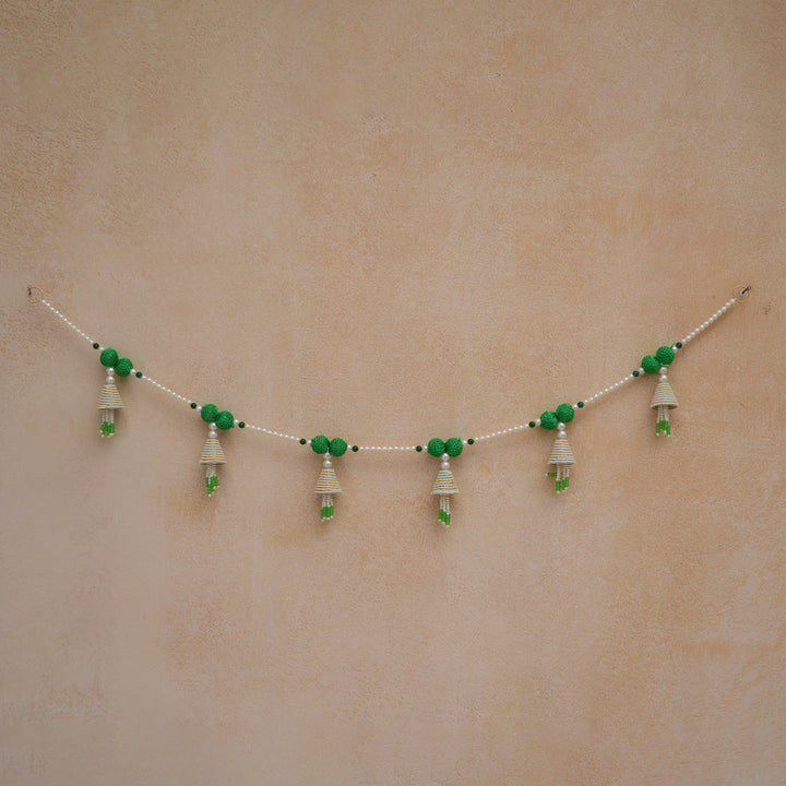 Green-Beaded Bandhanwar with Tassel- Diwali Decoration Toran