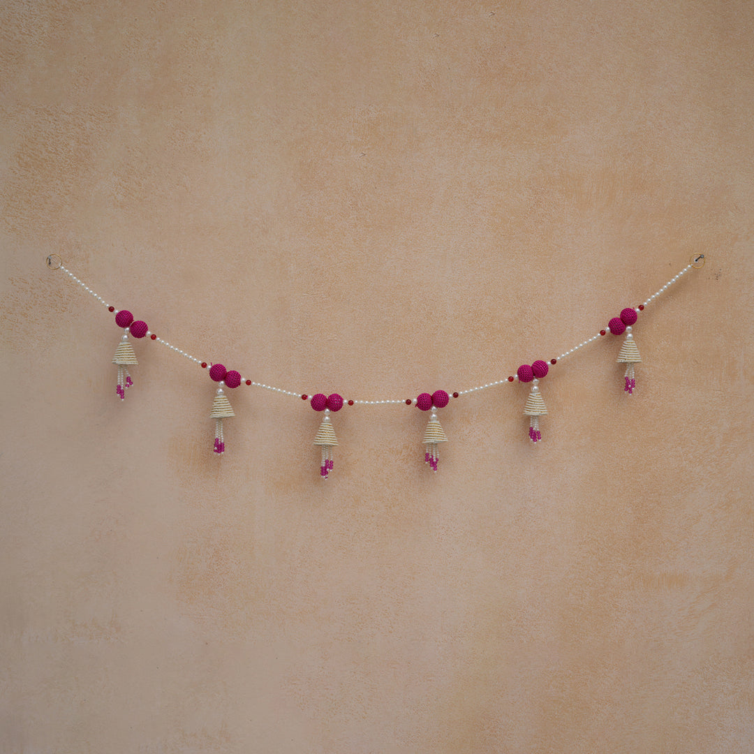 Beige-Beaded Bandhanwar with Tassel- Diwali Decoration Toran