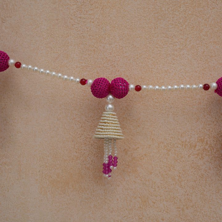 Beige-Beaded Bandhanwar with Tassel- Diwali Decoration Toran