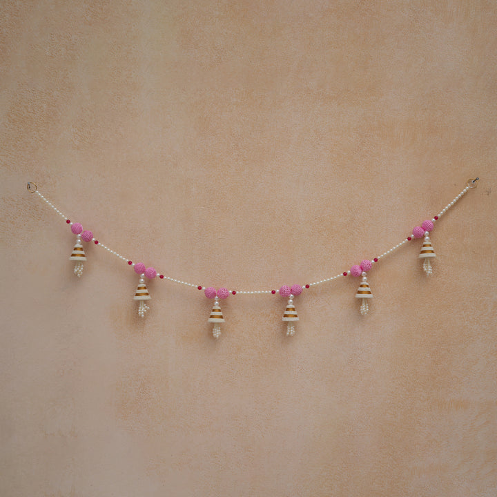 Burgundy-Beaded Bandhanwar with Tassel- For Diwali Decoration Toran