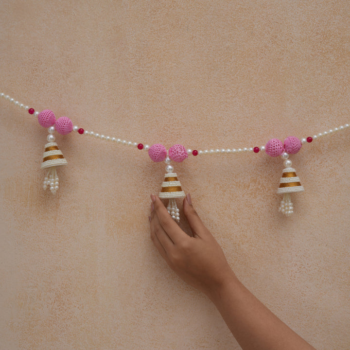 Burgundy-Beaded Bandhanwar with Tassel- For Diwali Decoration Toran