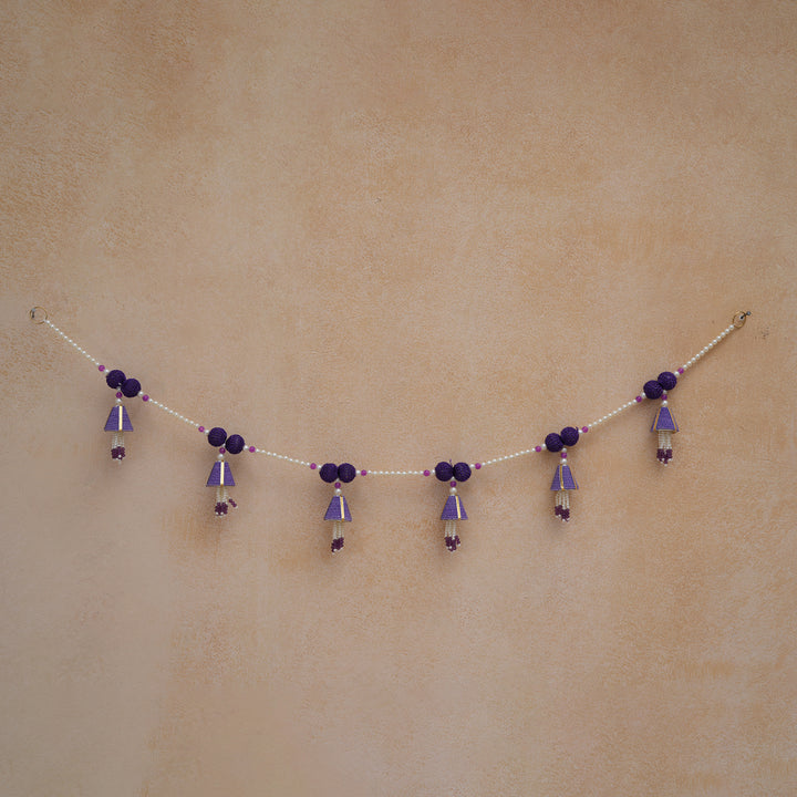 Purple-Beaded Bandhanwar with Tassel- Diwali Decoration Toran