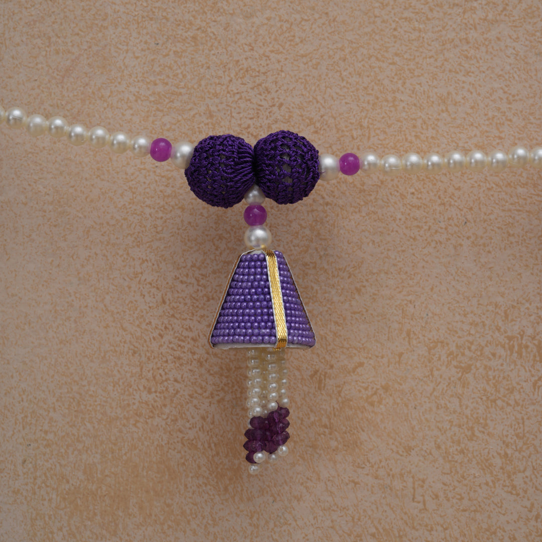 Purple-Beaded Bandhanwar with Tassel- Diwali Decoration Toran