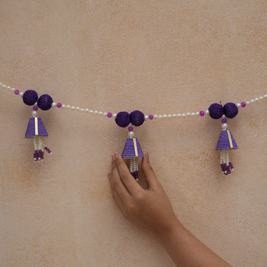 Purple-Beaded Bandhanwar with Tassel- Diwali Decoration Toran