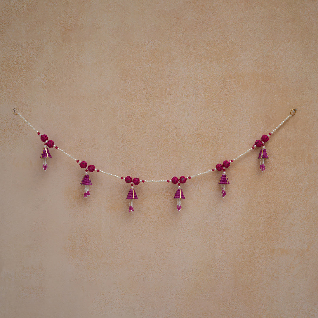 Pink-Beaded Bandhanwar with Tassel- Diwali Decoration Toran