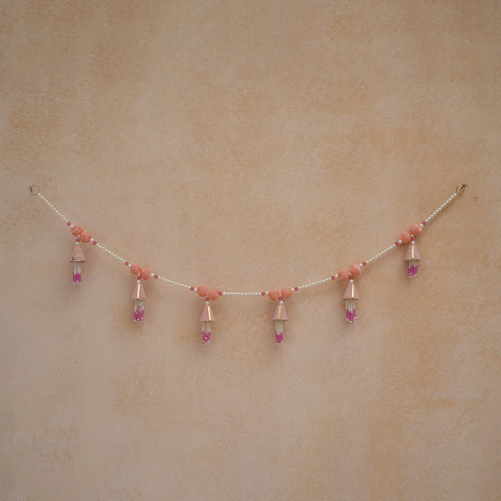White-Beaded Bandhanwar with Tassel- Diwali Decoration Toran