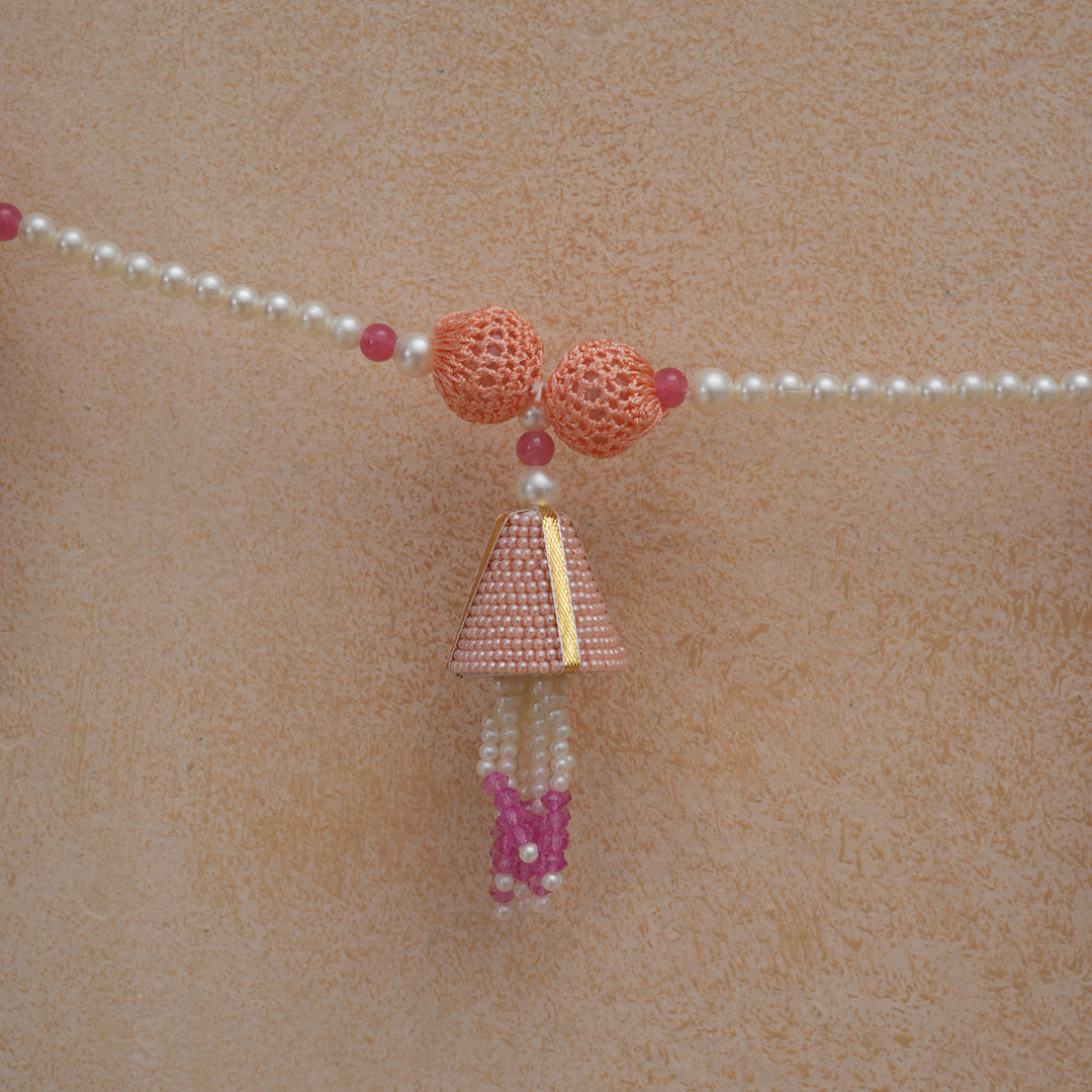 White-Beaded Bandhanwar with Tassel- Diwali Decoration Toran