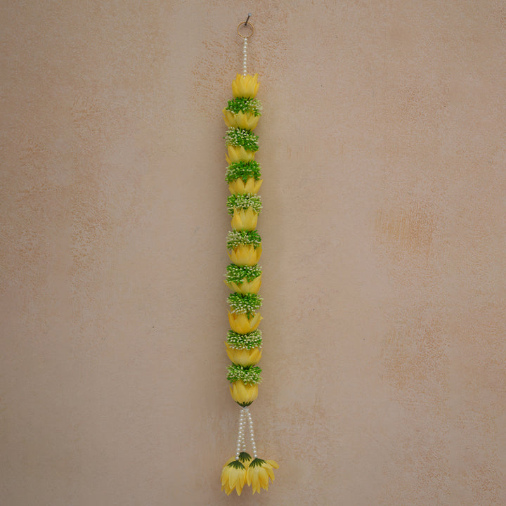 Yellow-Traditional Floral Tassel Toran for Diwali  Decoration