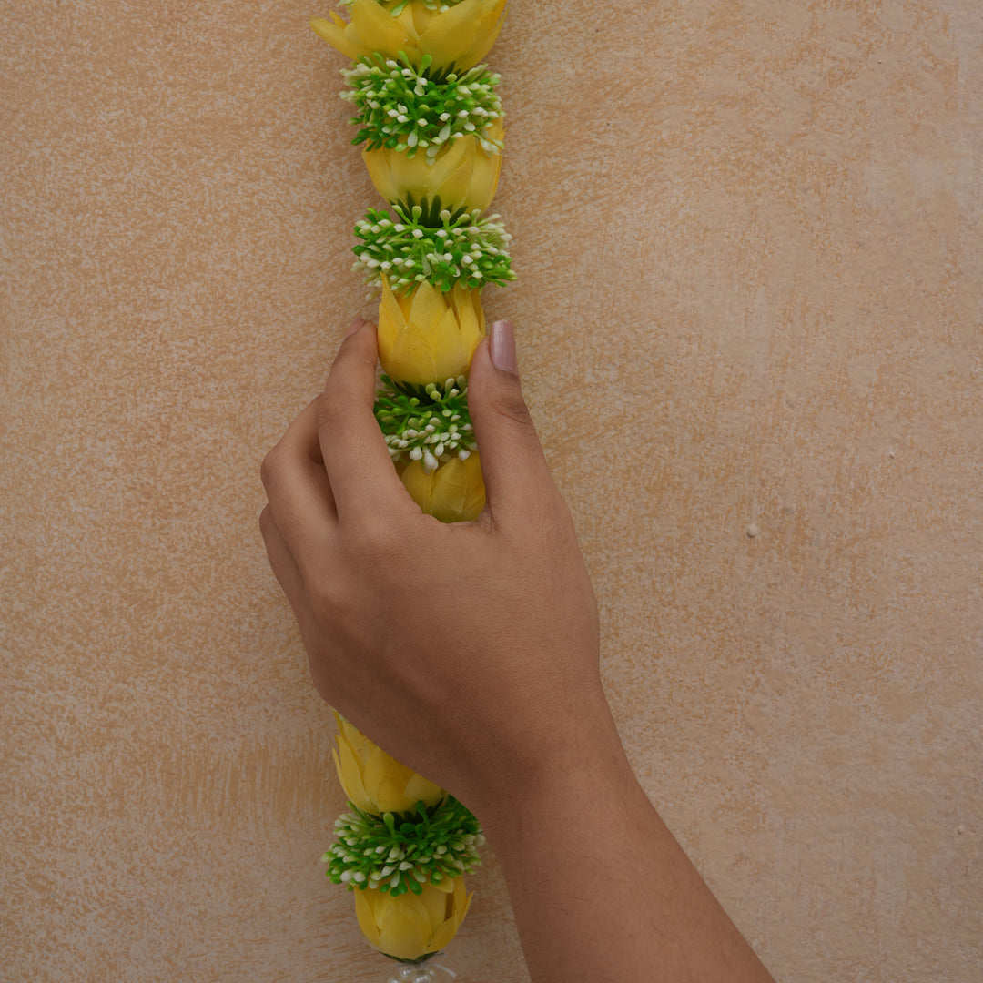 Yellow-Traditional Floral Tassel Toran for Diwali  Decoration