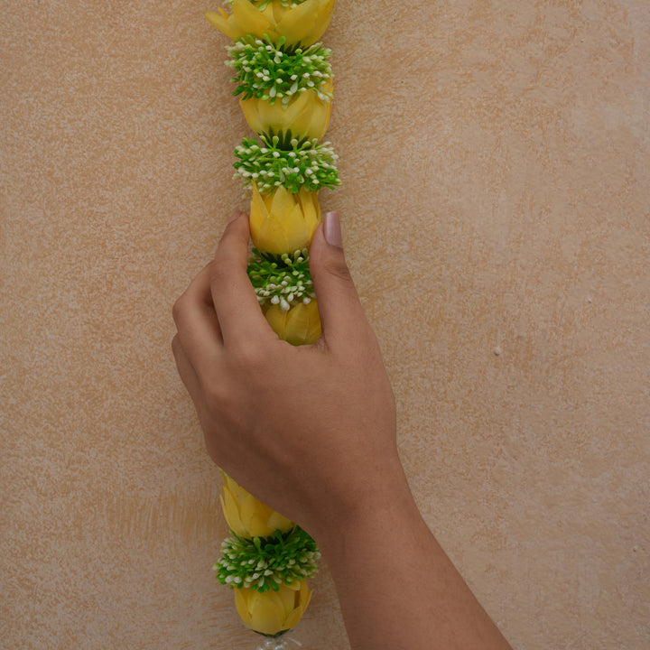 Yellow-Traditional Floral Tassel Toran for Diwali  Decoration