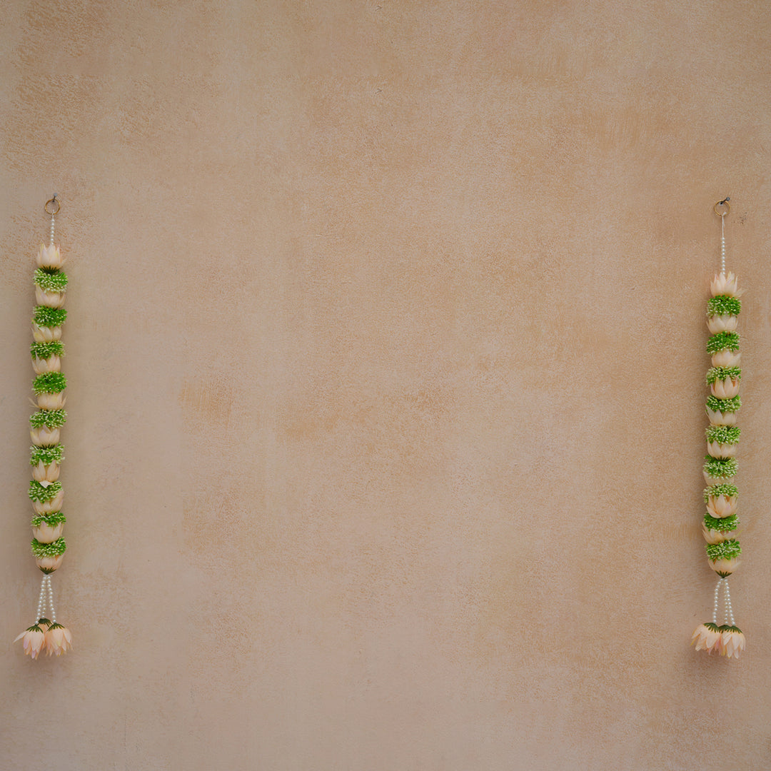 Beige-Traditional Floral Tassel Toran for Diwali  Decoration