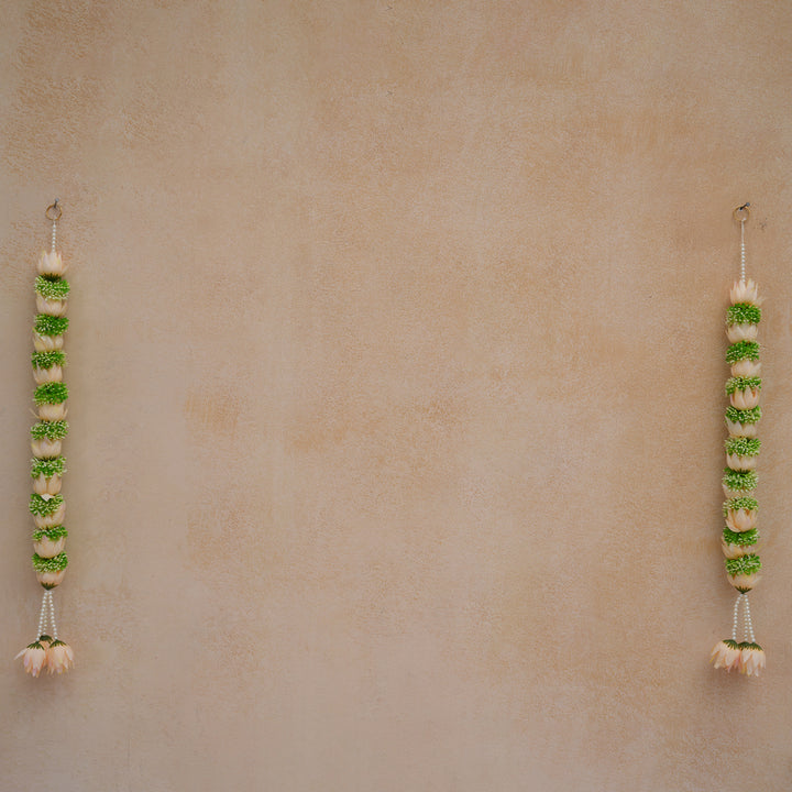 Beige-Traditional Floral Tassel Toran for Diwali  Decoration