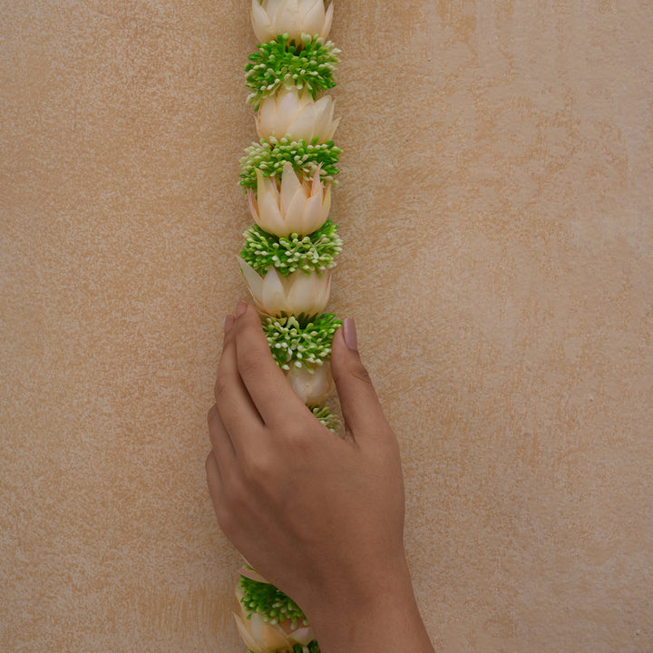 Beige-Traditional Floral Tassel Toran for Diwali  Decoration