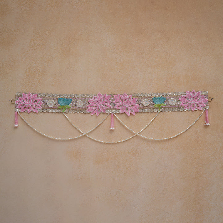 Sacred Lotus Toran with Pearl Strings For Diwali Decoration