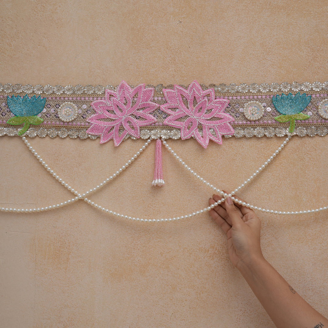 Sacred Lotus Toran with Pearl Strings For Diwali Decoration