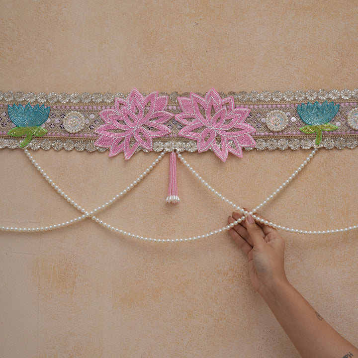 Sacred Lotus Toran with Pearl Strings For Diwali Decoration