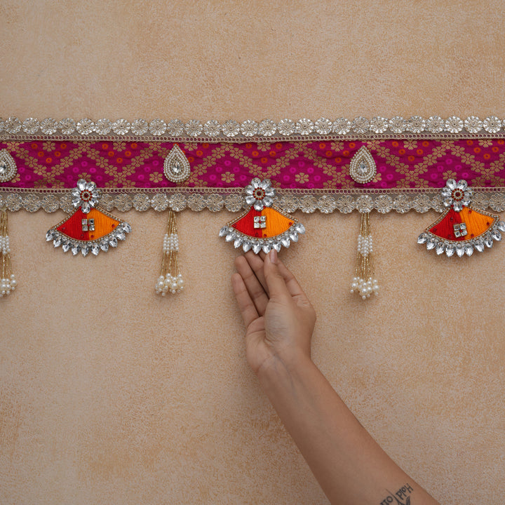 Ethnic Pink & Gold Bandhanwar Toran for Diwali Decoration.