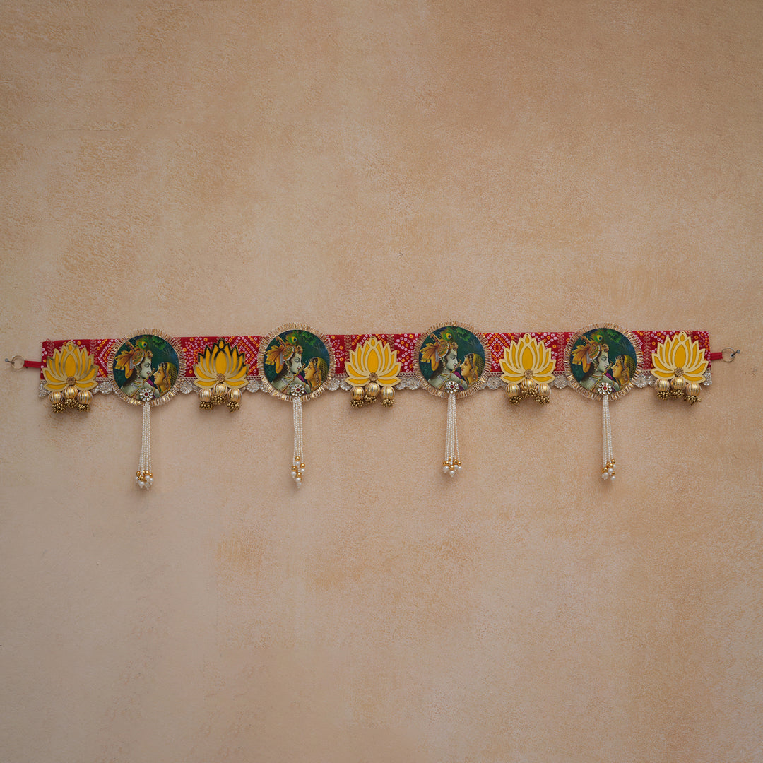 Radha Krishna Bandhanwar Toran with Lotus Motif & Tassels for Diwali Décoration.