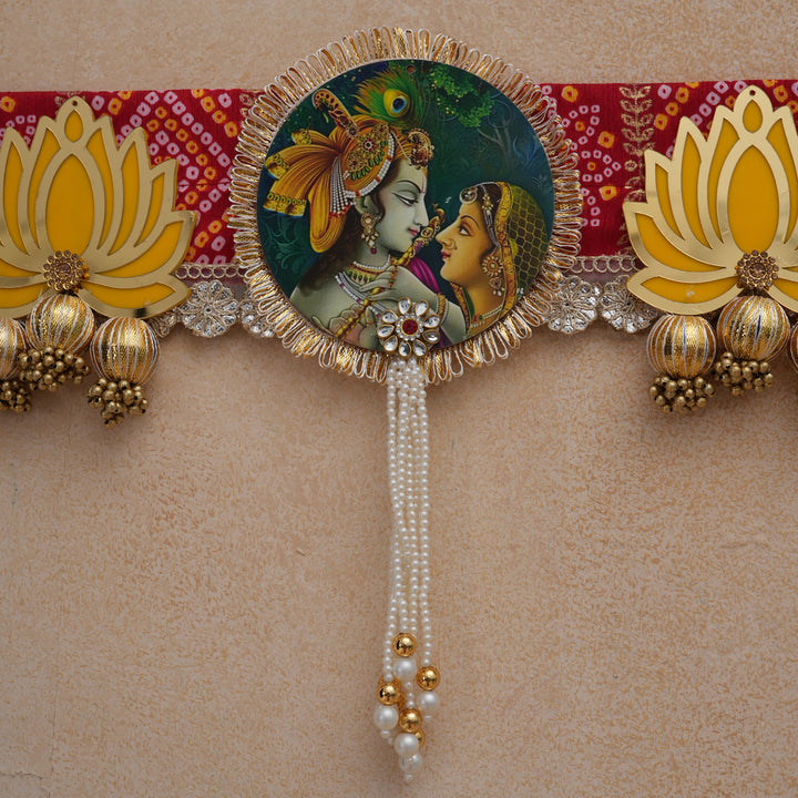 Radha Krishna Bandhanwar Toran with Lotus Motif & Tassels for Diwali Décoration.