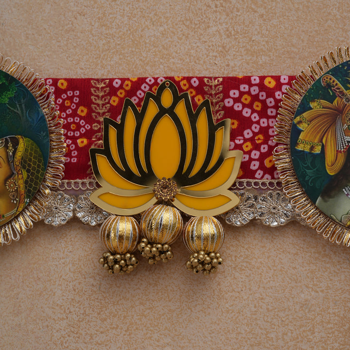 Radha Krishna Bandhanwar Toran with Lotus Motif & Tassels for Diwali Décoration.