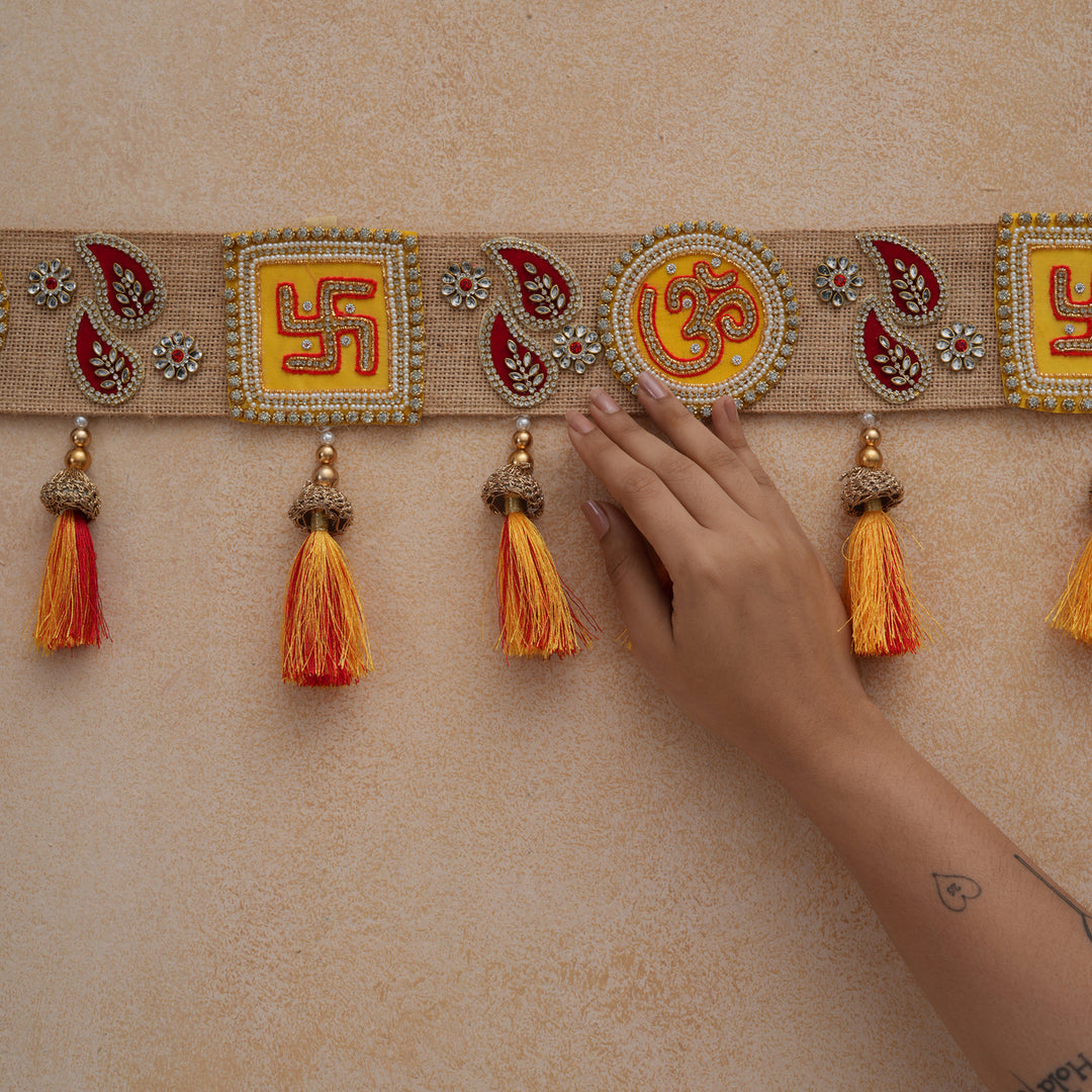 Traditional Swastik Door Hanging Bandhanwar Toran with Tassels For Diwali Decoration