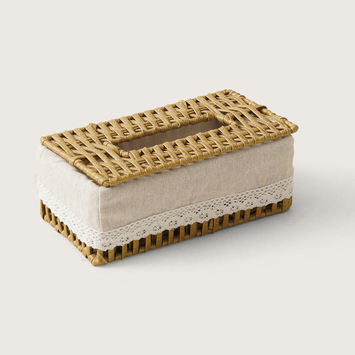 Cane Weave Tissue Box - Tan