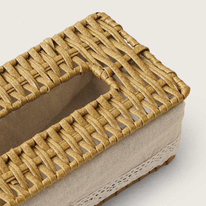 Cane Weave Tissue Box - Tan