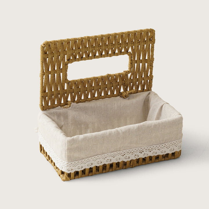 Cane Weave Tissue Box - Tan