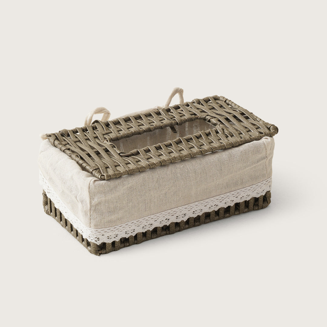 Cane Weave Tissue Box - Grey