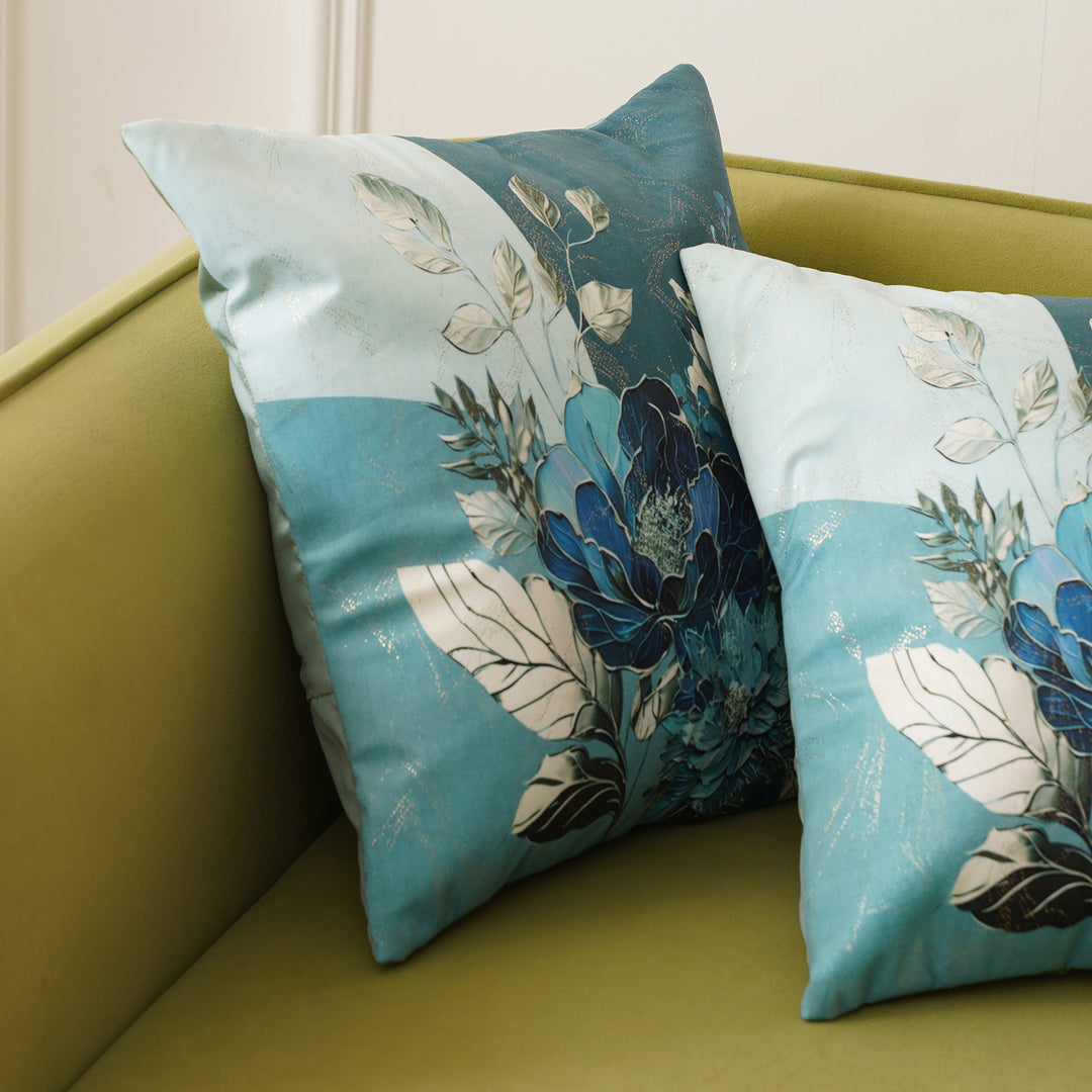 The Flower Foil Cushion Cover Set of 2 - Green