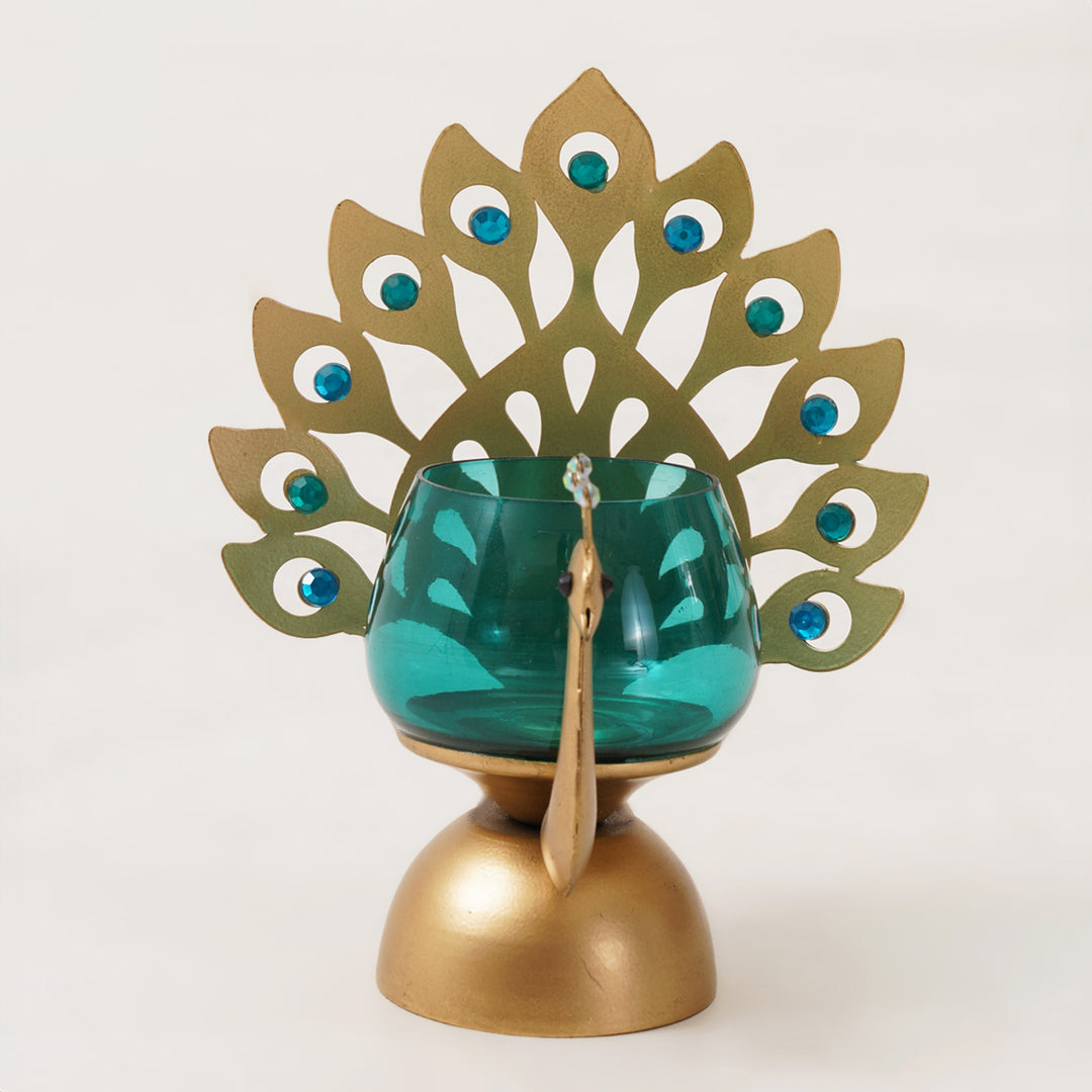 Peacock Votive Candle Stand