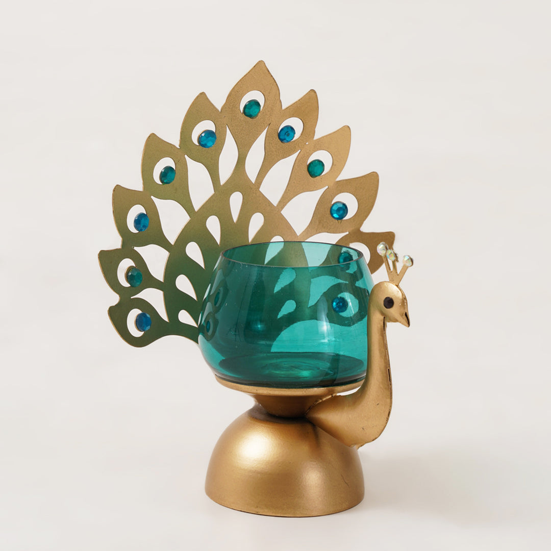 Peacock Votive Candle Stand