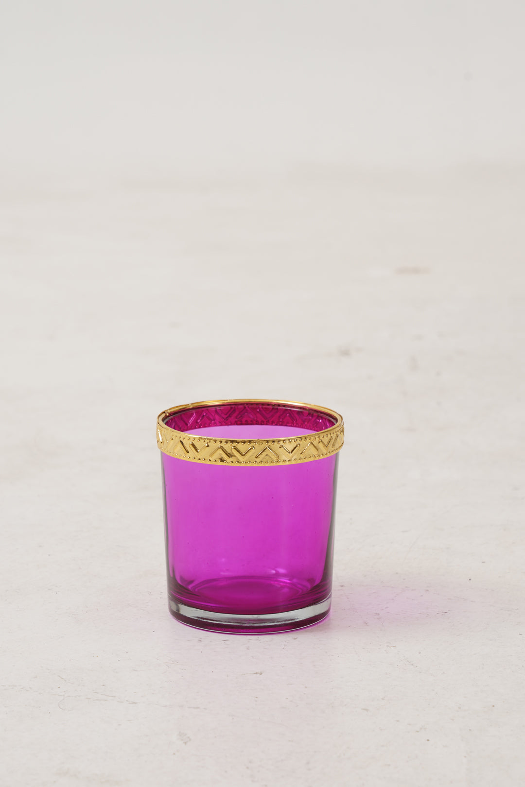 Pink Votive with Gold Metal RIm Set of 6
