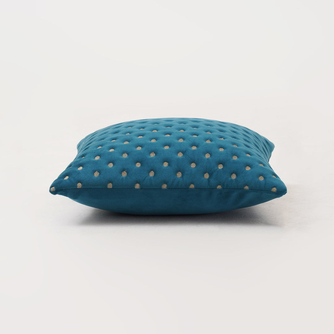 Quilted Dots Velvet Cushion Cover (Teal)