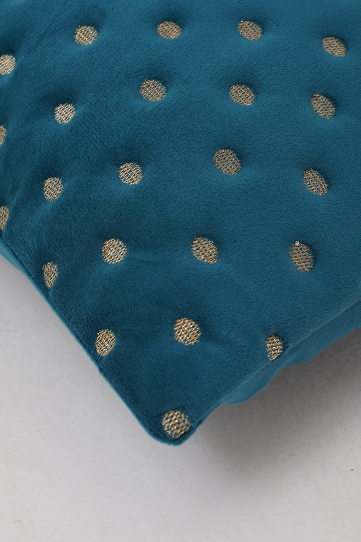 Quilted Dots Velvet Cushion Cover (Teal)