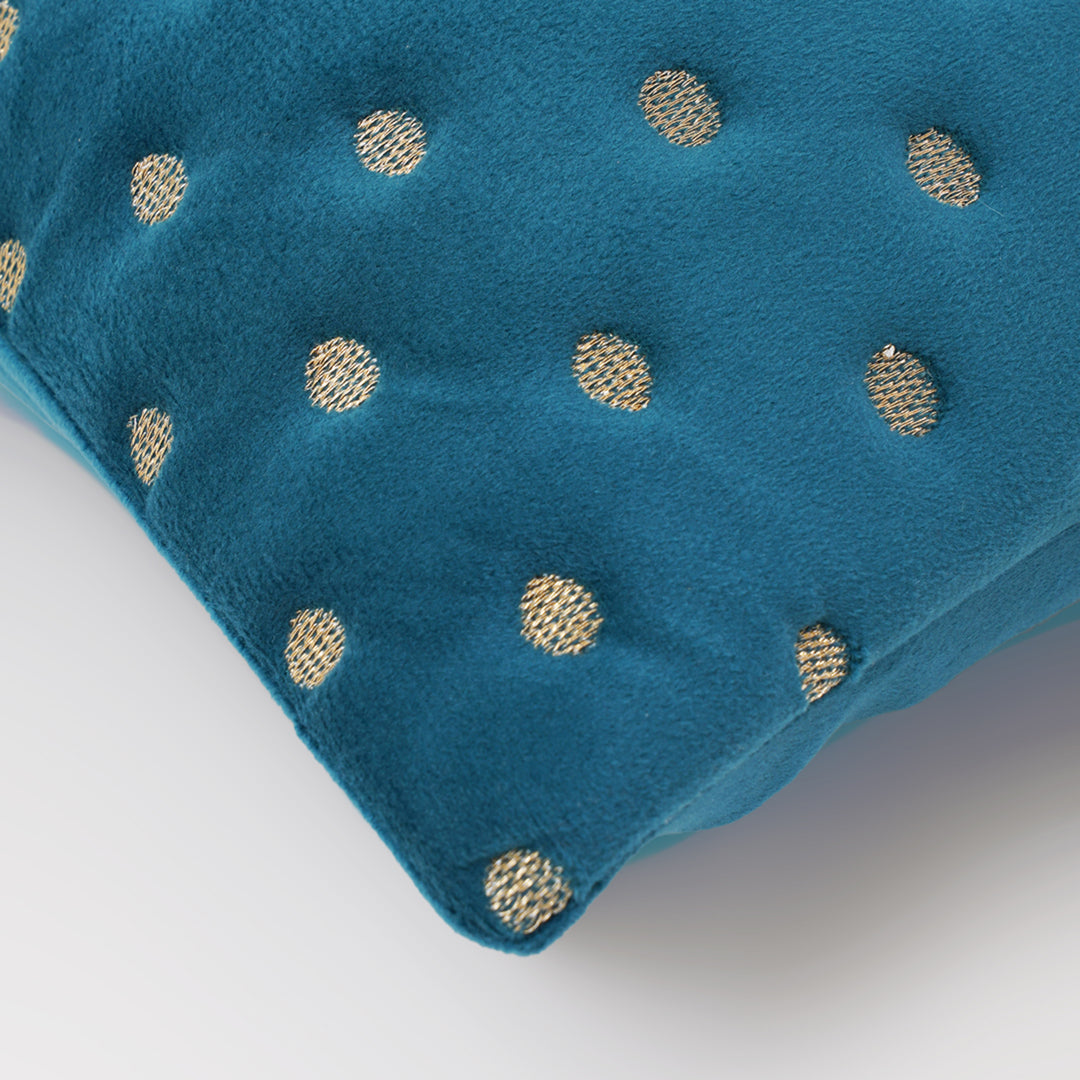 Quilted Dots Velvet Cushion Cover (Teal)