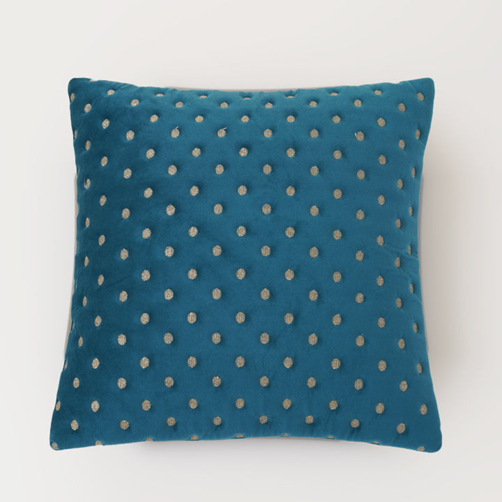 Quilted Dots Velvet Cushion Cover (Teal)