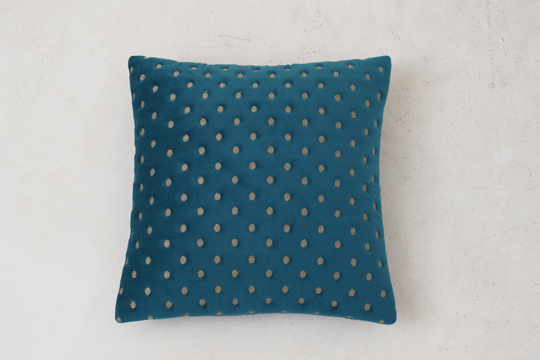 Quilted Dots Velvet Cushion Cover (Teal)