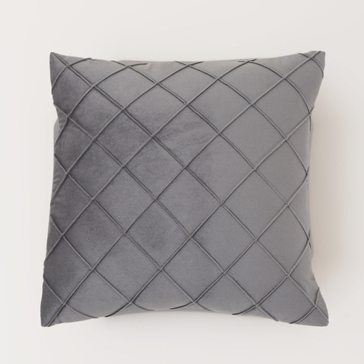 Velvet Pintex Cushion Cover  Set of 2 (Grey)