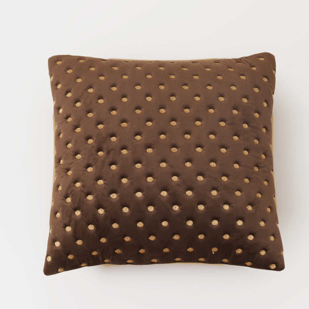 Quilted Dots Velvet Cushion Cover (Dark Brown)