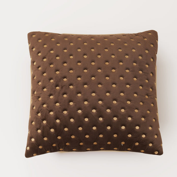 Quilted Dots Velvet Cushion Cover (Dark Brown)