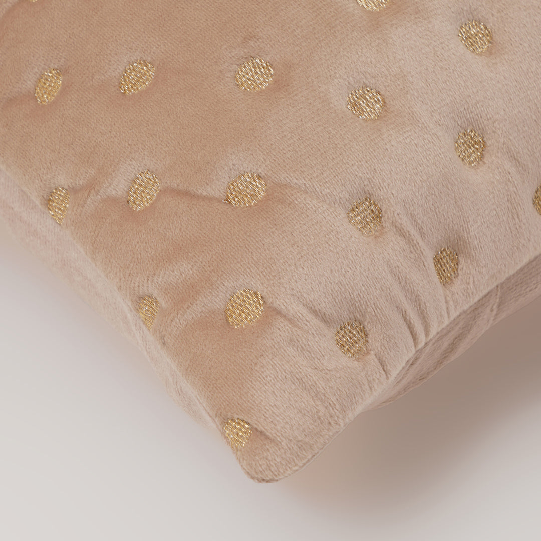 Quilted Dots Velvet Cushion Cover (Beige)